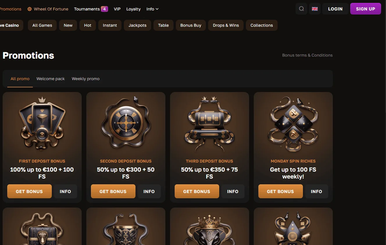 Crowngold Casino promotions area on desktop